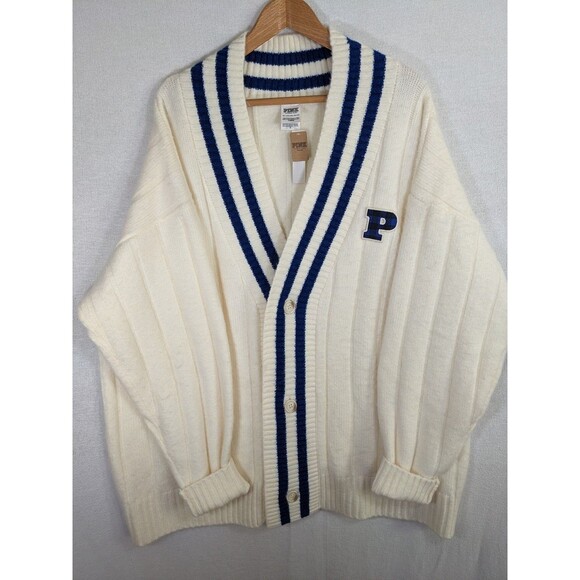 NWT Victoria Secret PINK Cardigan Collegiate CableKnit Oversized SOFT XXL - Picture 6 of 10
